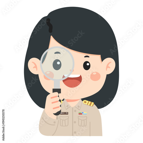 Woman Teacher Holding Magnifying Glass