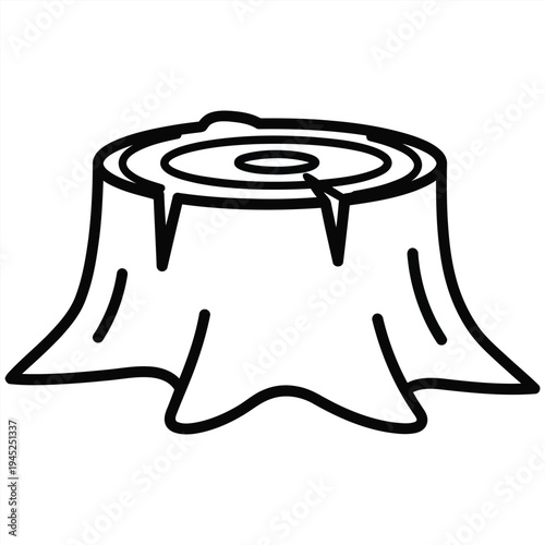 Vector tree stump icon, black line illustration