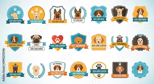Collection of Dog Breed Emblems and Logos for Pet Businesses.
