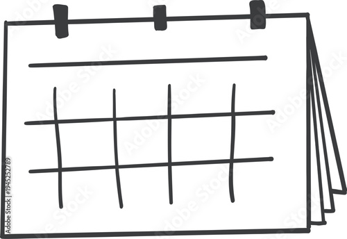 Calendar doodle grid icon line schedule planner. Reminder and calendar with a check.