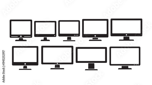Set of 9 computer monitor icons vector