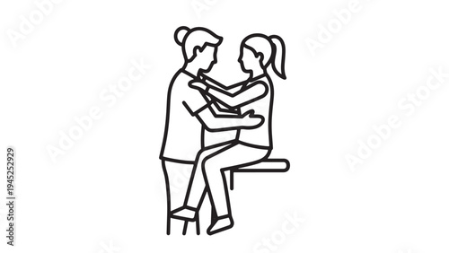 Physical therapy or rehabilitation session vector illustrating healthcare support and assisted mobility training
