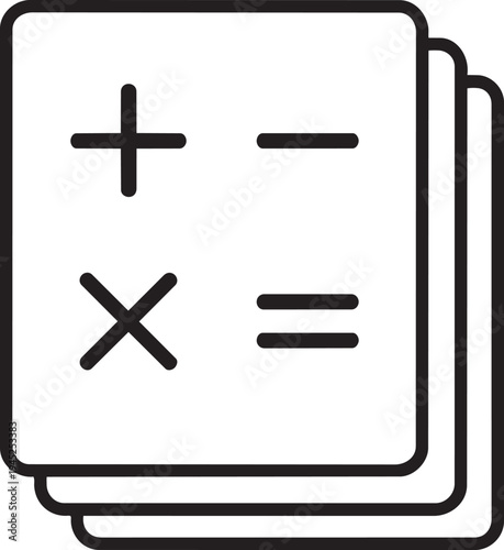 calculator interface screen line icon for online order cost estimation and commercial business financial calculation process