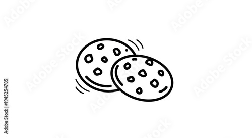 Hand-drawn illustration of two delicious cookies with chocolate chips on a white background