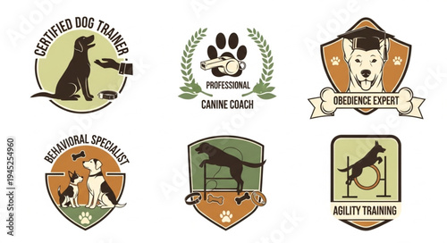 Dog Training Logos - Certified Trainers, Behavioral Specialists, Agility Training.