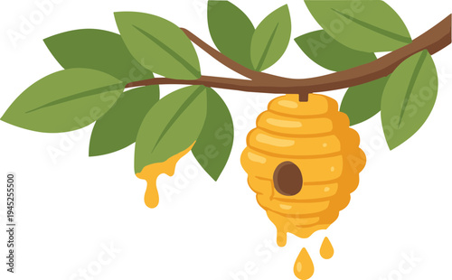 Bee Hive On Tree Illustration