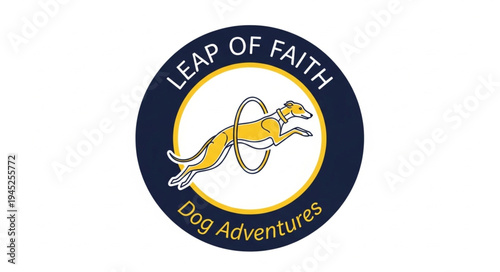 Leap of Faith Dog Adventures Logo Featuring a Dog Jumping Through Hoop.