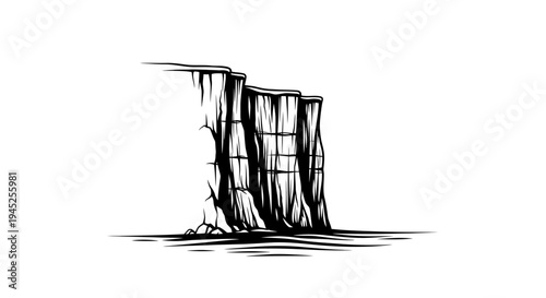 Dramatic Cliff Edge Illustration with Water Below
