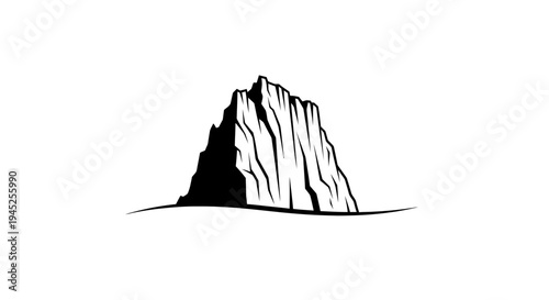 Dramatic Black and White Silhouette of a Jagged Mountain Peak