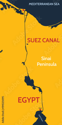 Suez Canal Background. Map of the Suez Canal in Egypt