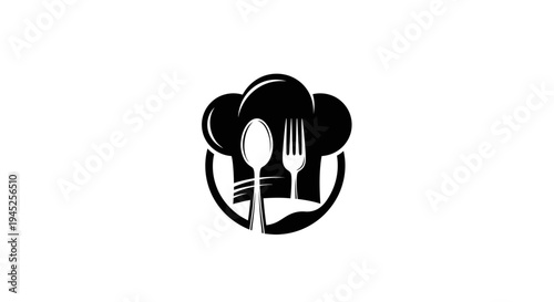 Chef Hat with Spoon and Fork Logo - Culinary Icon for Restaurants and Food Businesses