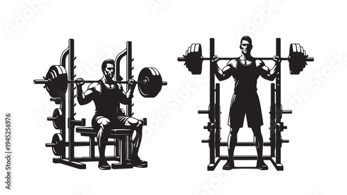 Set of 2 gym workout vector illustrations