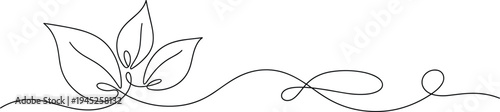 Elegant continuous line art drawing of minimalist leaves, botanical nature logo concept for environment symbol, simple beauty design and decoration.