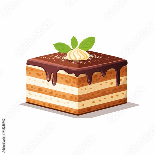Modern Multi‑Layer Chocolate Cake Slice Illustration