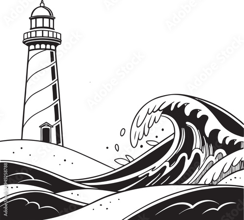 lighthouse silhouette vector illustration