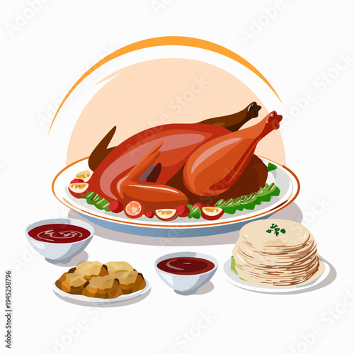 Authentic Chinese Peking Duck Served with Classic Sides