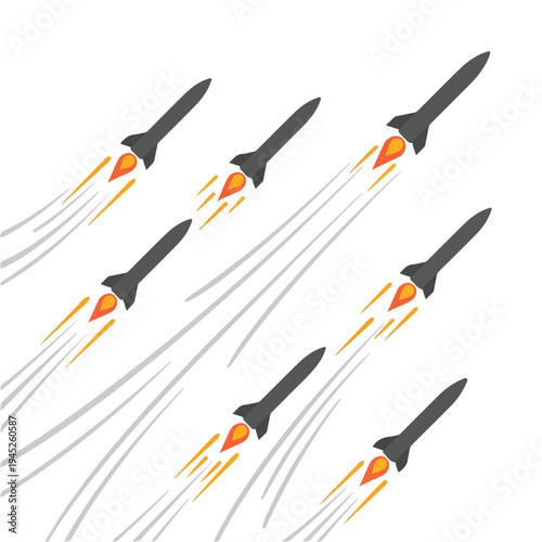 vector flat several missiles launching in the air 8