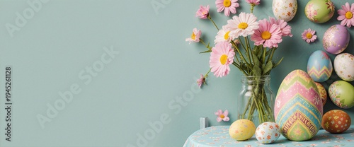 Easter eggs with flowers