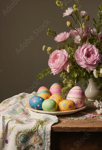 Easter eggs with flowers