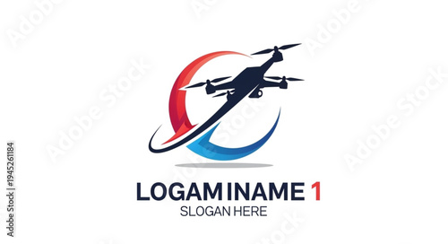Modern Drone Logo Design with Circular Orbit Element.