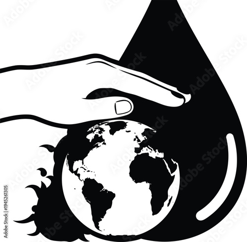 Hand protecting the earth