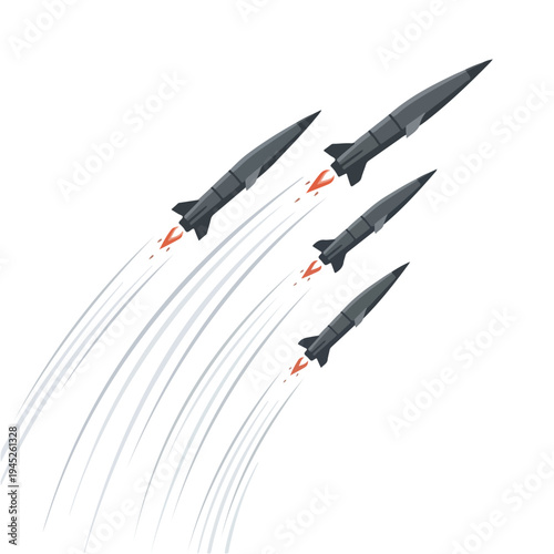 vector flat several missiles launching in the air 4