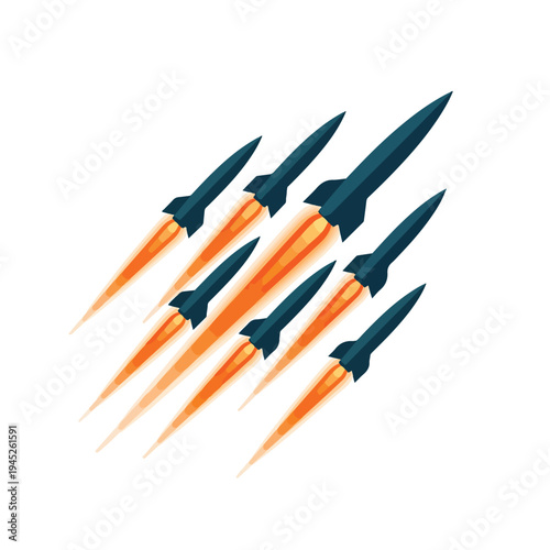 vector flat several missiles launching in the air 2