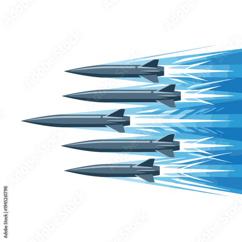 vector flat several missiles launching in the air 009