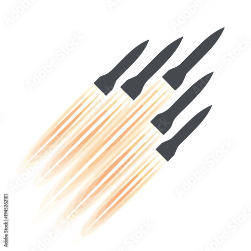 vector flat several missiles launching in the air 04