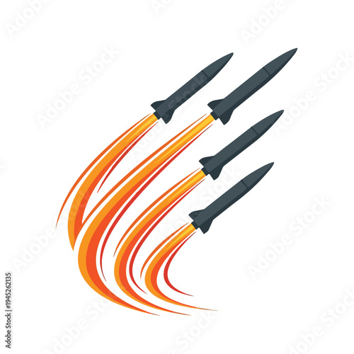vector flat several missiles launching in the air 02