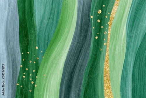 a seamless pattern of thick, stripes in shades of forest green, with some golden glitter accents