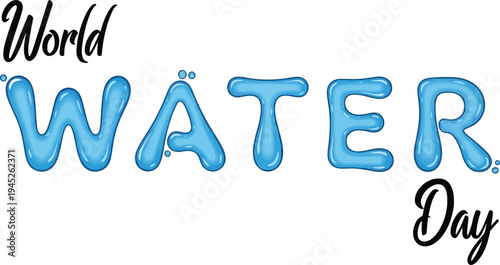 World water day logo with blue water droplet letters