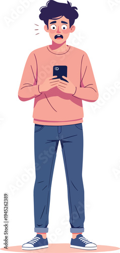 donna uomo paura improvvisa stato di emozione negativo, triste, offeso, sorpreso, emozionato, impaurito vettoriale	
