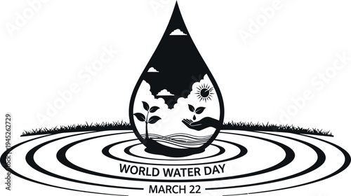 World water day illustration with ripple effect