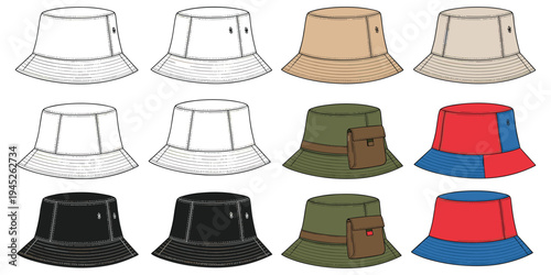 Bucket hat fashion illustration, trendy accessory artwork, stylish headwear design tribute, casual streetwear graphic, modern clothing concept, lifestyle apparel theme flat vector illustration