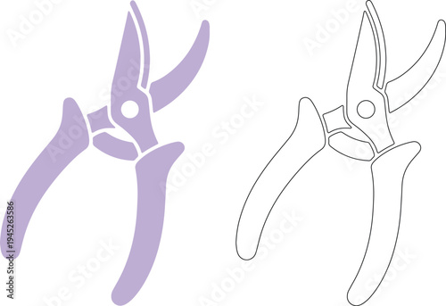 Small pruning shears silhouettes garden scissors