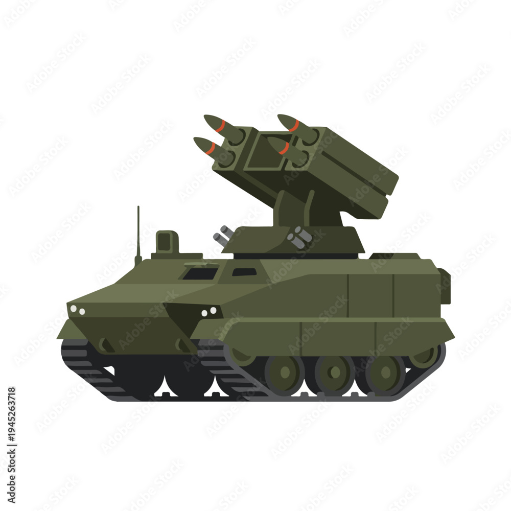 Obraz premium vector flat missile launcher vehicle 0010