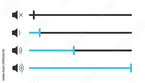 A vector illustration of volume control sliders on a white background