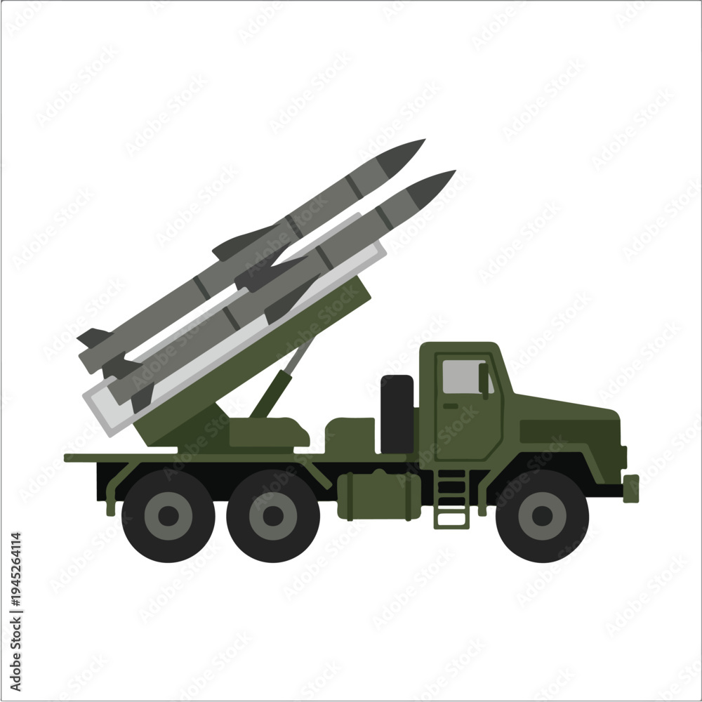 Obraz premium vector flat missile launcher vehicle 006