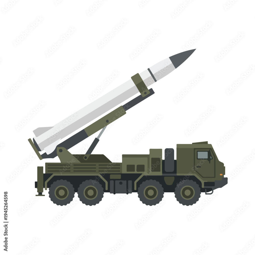 Obraz premium vector flat missile launcher vehicle 005