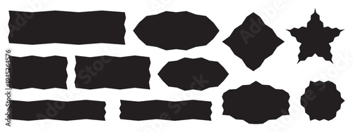 Set of Zigzag and colorful Shapes. Rectangle shape frame with zigzag edge. set wavy edge frames. vector illustration.