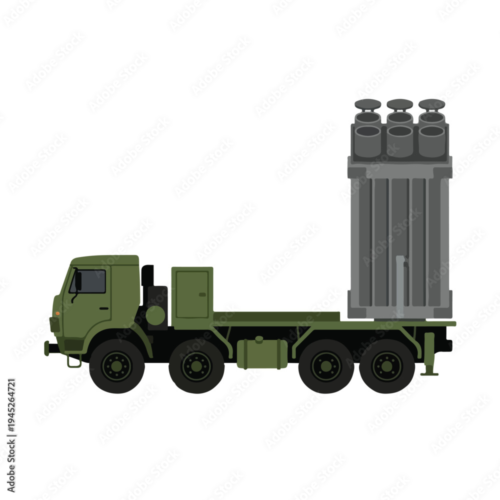 Obraz premium vector flat missile launcher vehicle 003