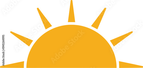 Bright yellow sun graphic symbolizes morning light or a hopeful.