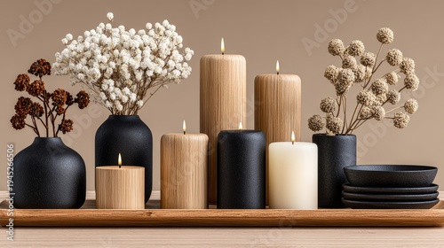 The Thanksgiving table is arranged with candles and fall decorations to evoke a warm, cozy feel