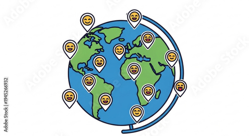 Global connections and international travel destinations around the world map