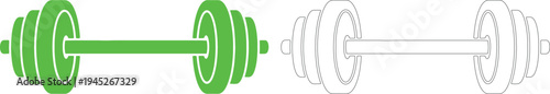 Solid black and green dumbbell silhouettes weights