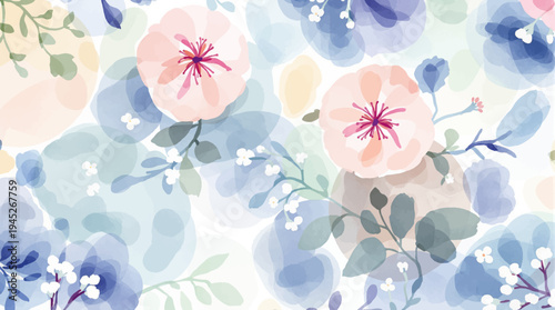 Fresh spring blossoms outlining a refined greeting card template