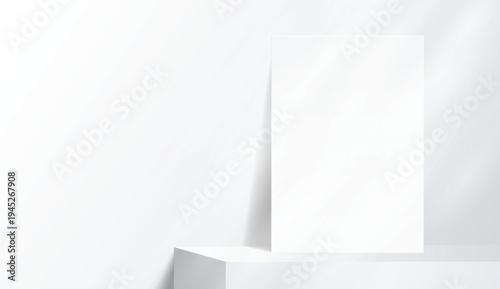 Realistic blank poster frame mockup with natural shadow overlay on background. Clean modern presentation template ideal for artwork display, gallery posters, branding visuals and print design previews