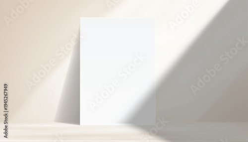 Realistic blank poster frame mockup with natural shadow overlay on background. Clean modern presentation template ideal for artwork display, gallery posters, branding visuals and print design previews