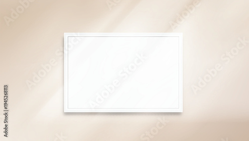 Realistic blank plastic frame photo mockup with natural shadow overlay on background. Clean modern presentation template ideal for artwork display, gallery posters, branding visuals and print previews